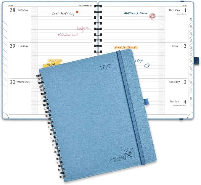 POPRUN 2027 Planner, 8.5" x 10.5" Weekly Calendar Book, Daily Appiontment Book by POPRUN