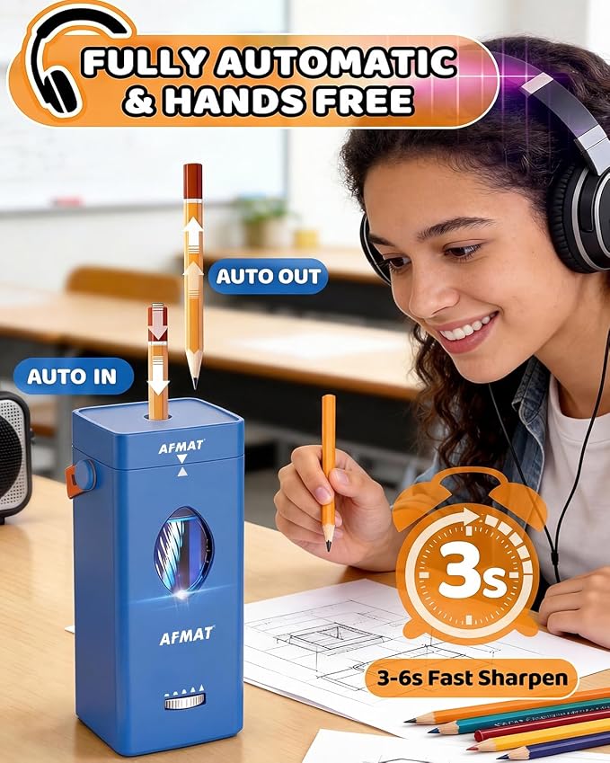 AFMAT Electric Pencil Sharpener, Fully Automatic Pencil Sharpener - Image 2