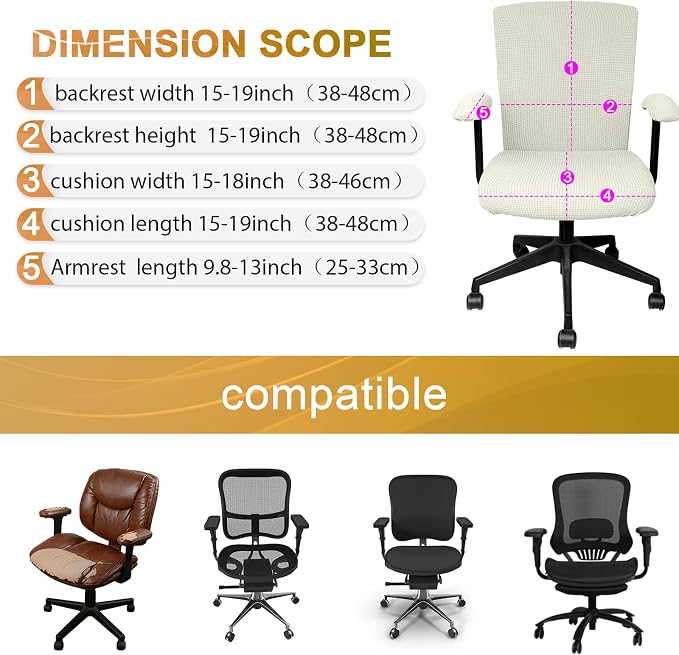 Tallew 4 Pcs Office Chair Covers Set Computer Universal Protective Stretchable - Image 2