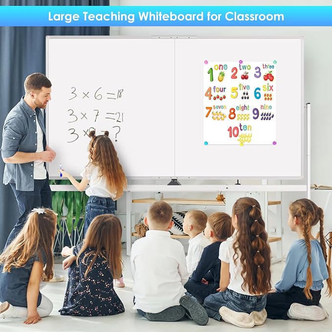 maxtek Rolling Whiteboard, 72x48 Large Double-Sided White Board Dry Erase on - Image 6