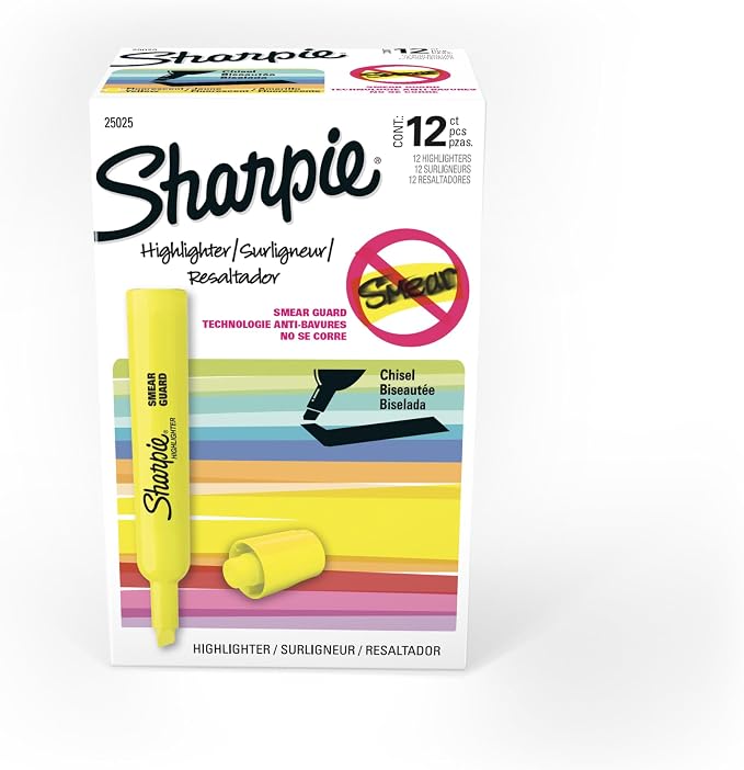 Sharpie Tank Highlighters, Chisel Tip, Fluorescent Yellow by Unknown