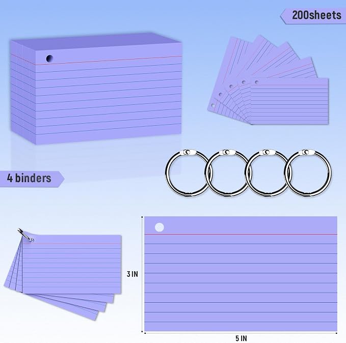 200 Count 3 x 5 Inch Purple Index Cards - Image 2
