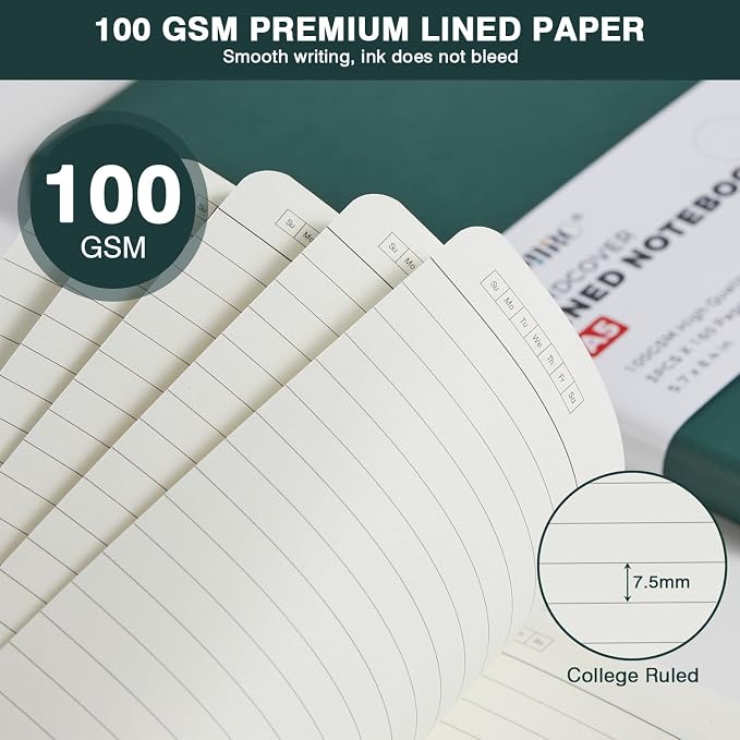 Hardcover Journal Notebook, 3 Pack 160 Pages Lined Journaling Notebooks - Image 3