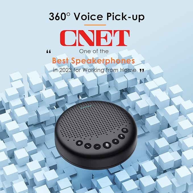 EMEET Conference Speaker and Microphone Luna 360° Voice Pickup w/Noise Reduction/Mute/Indicator USB Bluetooth Speakerphone w/Dongle for 8 People Daisy Chain for 16 Compatible with Leading Software-DeskLoop Office