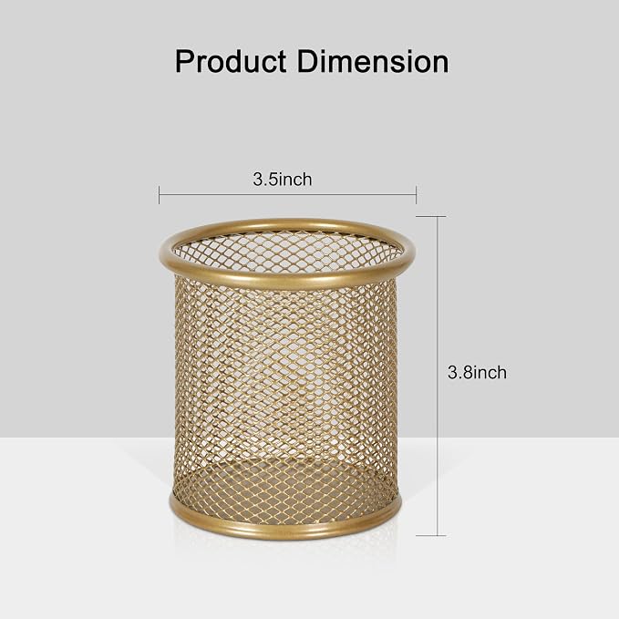 EasyPAG Pencil Holder for Desk, 2 Pack Metal Pen Organizer, Mesh Pencil Cup - Image 4