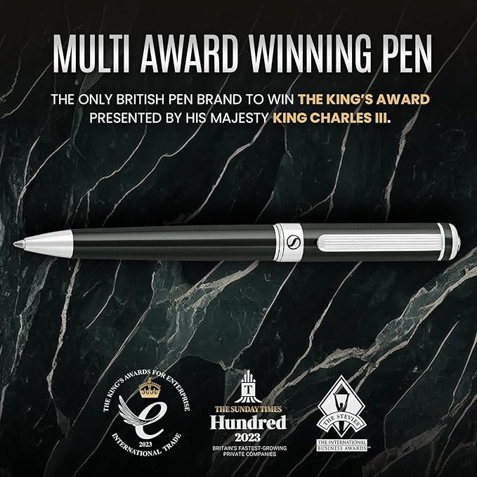 Scriveiner Black Green Ballpoint Pen - Black Green Luxury Pen, Chrome Finish, Schmidt Black Refill, Best Ball Pen Gift Set for Men & Women, Professional Executive Office, Nice Designer Pen-DeskLoop Office