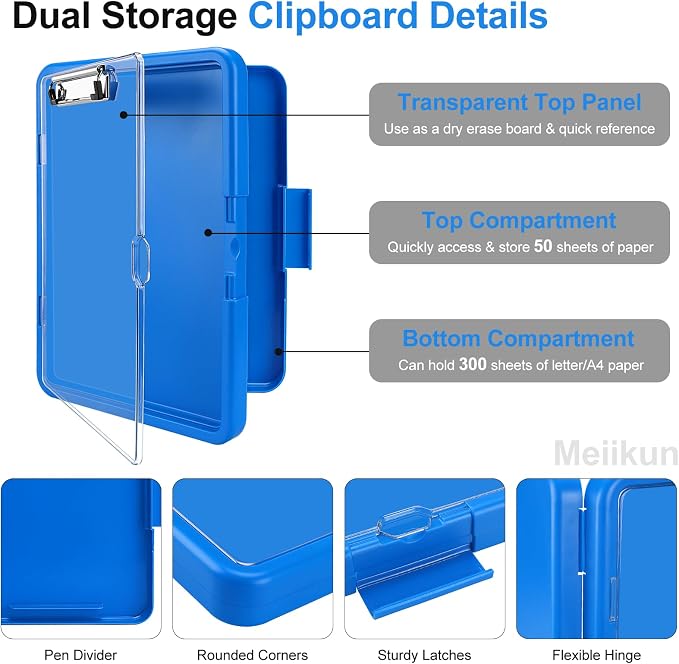 Meiikun Clipboard with Storage, Clip Boards 8.5x11 with Dual Storage, Plastic - Image 5
