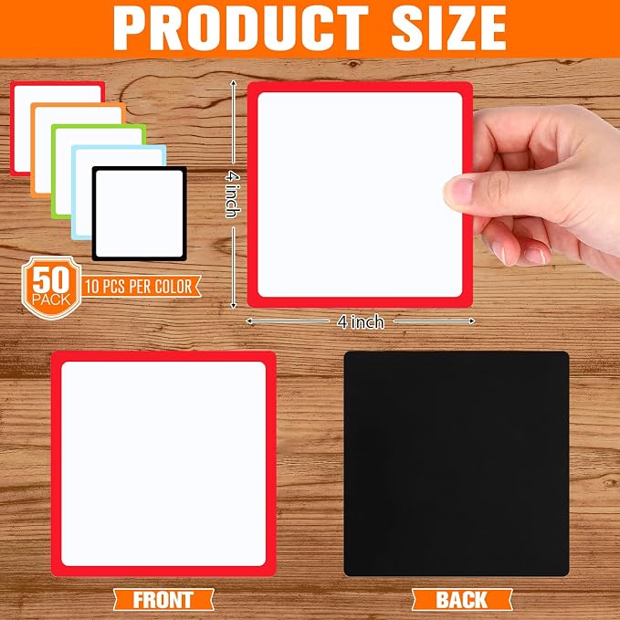 Spakon 50 Pack Dry Erase Blank Magnetic Labels Magnets Multipurpose Erasable - Image 2