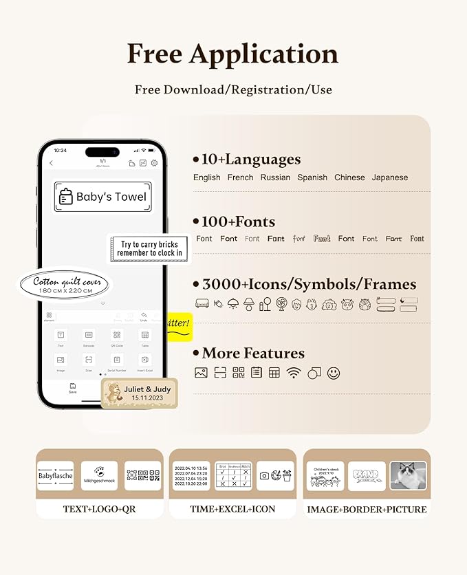 NIIMBOT Label Maker Bluetooth Mini Label Printer D11 2024 Version, Portable Label Maker with Tape Thermal Sticker Small Labeler, 300 DPI High Clearity Rechargeable, Black-DeskLoop Office