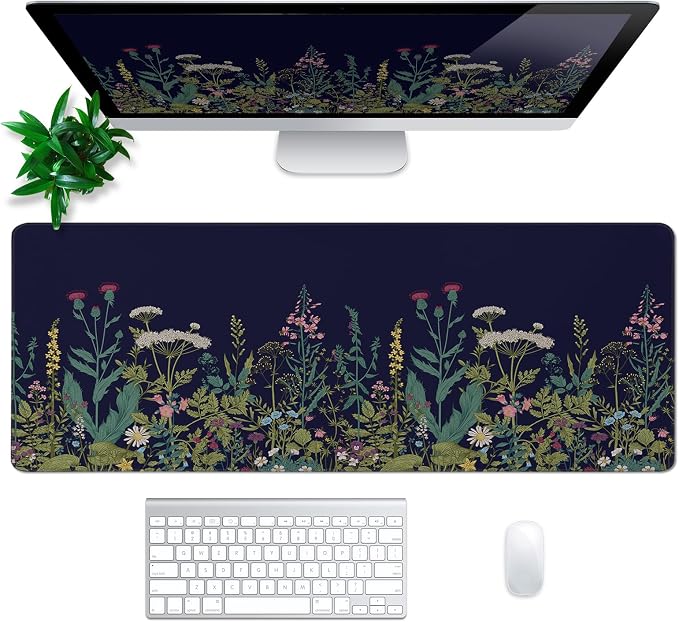 Wildflower Mouse Pad Abstract Black Mouse Pad 31.5x11.8 Inch Flower Texture - Image 2