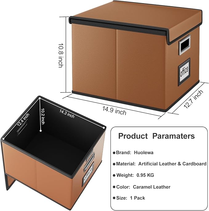 Faux Leather File Organizer Box - Image 6
