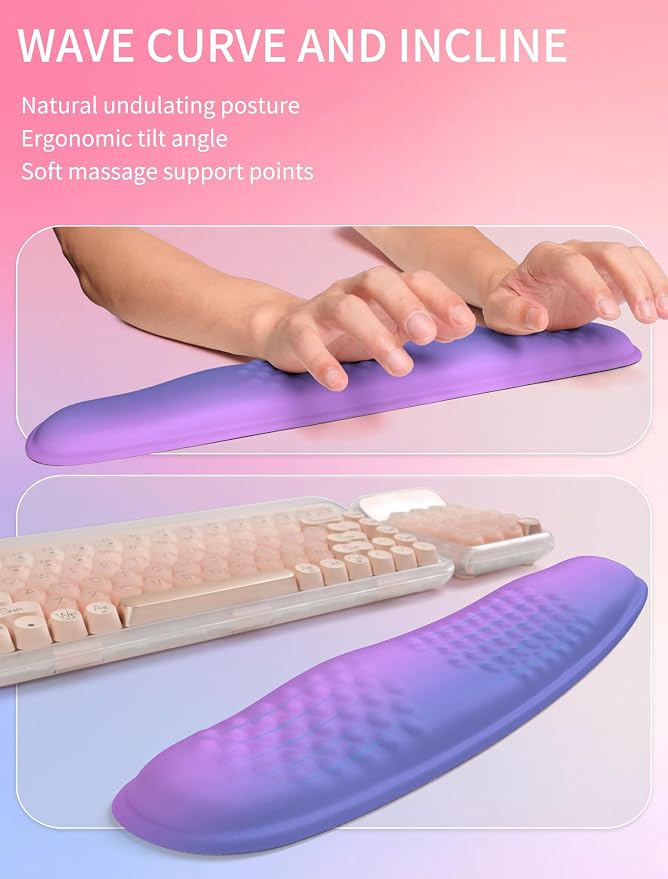 Hokafenle 2in1 Combination, Wave Keyboard Wrist Rest and Ergonomic Curvature - Image 2