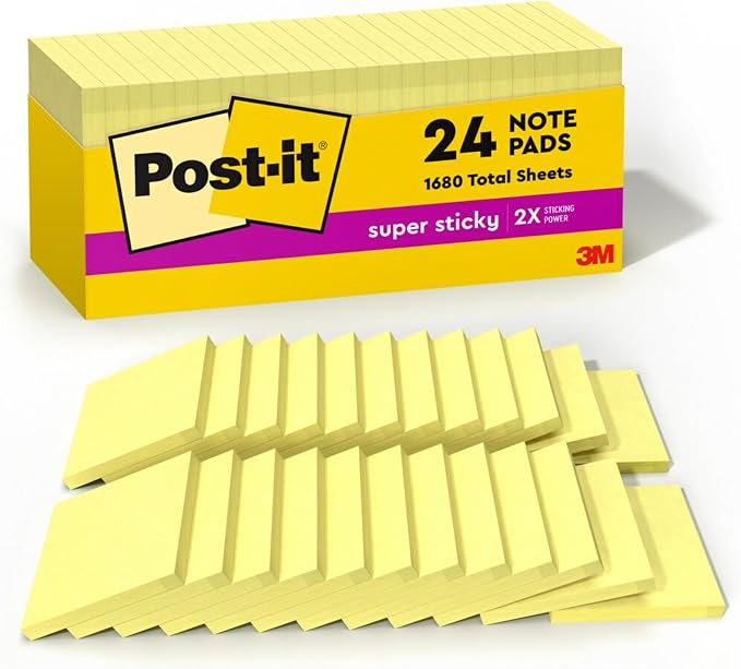 Post-it Super Sticky Notes, 24 Pads, 3 x 3 in., School Supplies, Office Products by Unknown