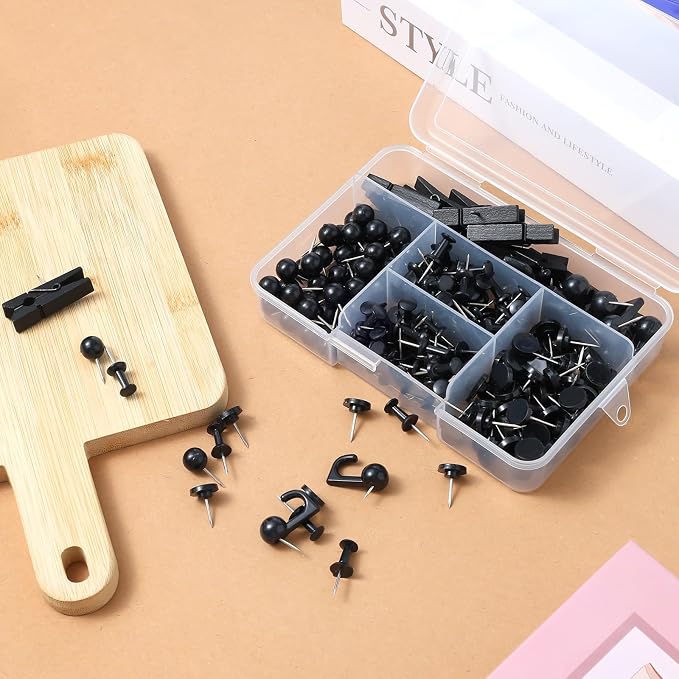 250 Count Push Pins Set Black Thumb Tacks - Image 5
