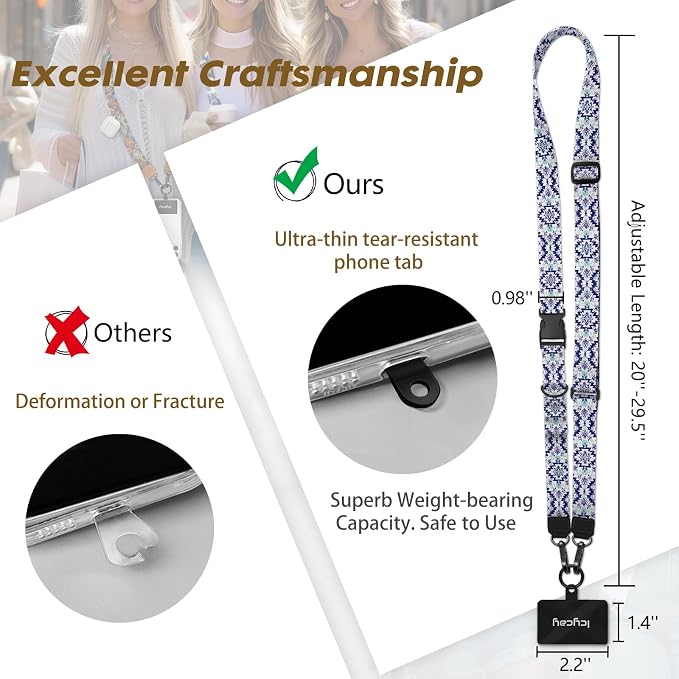 Icycay Phone Lanyard Crossbody, Boho Cell Phone Strap - Image 5