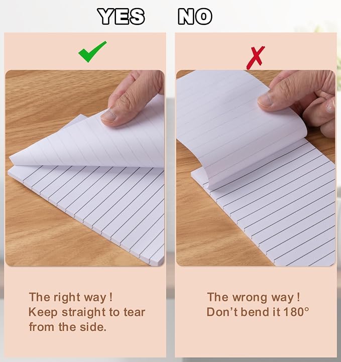 Agoer Pack of 400 Sticky Notes White, Lined Self-Adhesive Notes 100 x 150 mm - Image 5