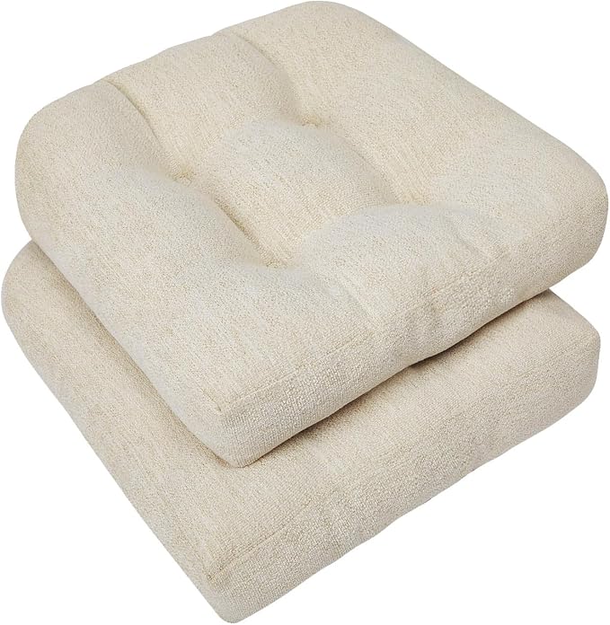 downluxe Chair Cushions for Dining Chairs 2 Pack, Tufted Indoor Chair Pads by Downluxe