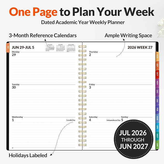 SUNEE Academic Planner 2026-2027 – Weekly & Monthly Planner, July 2026 to June - Image 2