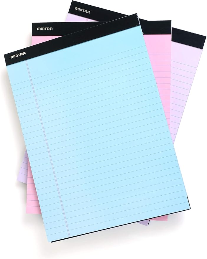 Mintra Office Legal Pads, ((xBasic, 8.5in x 11in, Wide (Pastel), 36pk (6-6pks))-DeskLoop Office