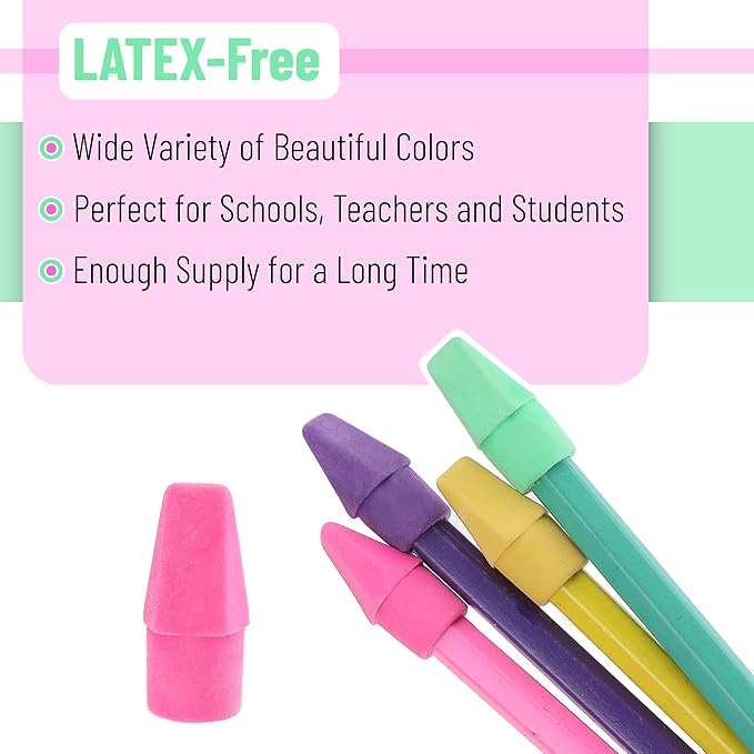 Mr. Pen- Pencil Top Erasers, 120 Pack, Latex-Free, No-Smudge | Cap Pencil - Image 4