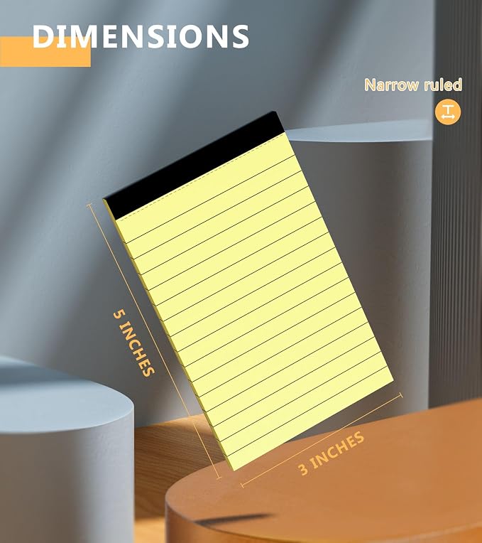 12 Pack Notepads 3x5, Perforated Yellow Memo Pads, 30 Sheets | Thick Paper - Image 2
