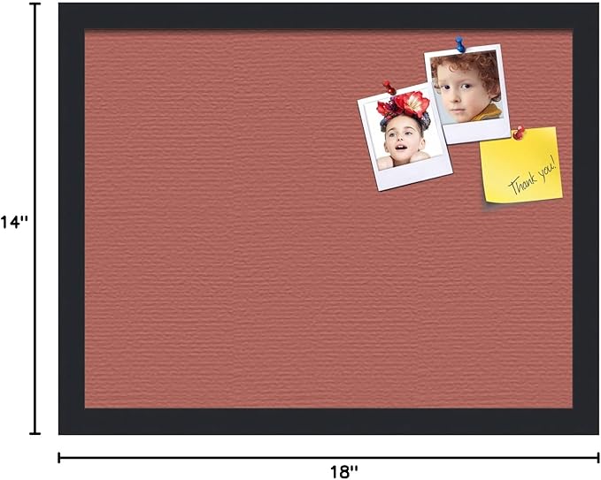 PinPix 18x14 Inch Cork Bulletin Board. This Decorative Framed Pin Board Comes with Crimson Pastel Design and a Satin Black Frame. Ideal for Home Office Decor or Message Board (PinPix-1807)-DeskLoop Office