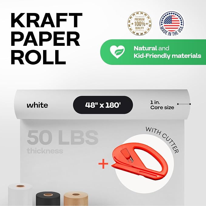 White Kraft Paper Roll 48" x 2160" - Image 2
