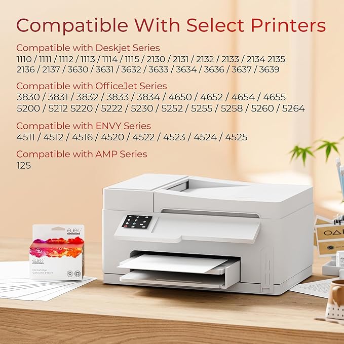 ejet 63XL Ink Cartridge Combo Pack Replacement for HP 63 Ink 63XL Ink Cartridges Black and Color for OfficeJet 3830 4650 5255 5258 4655 4652 3833 Envy 4520 4512 DeskJet 1112 3630 (1 Black,1 Tri-Color)-DeskLoop Office