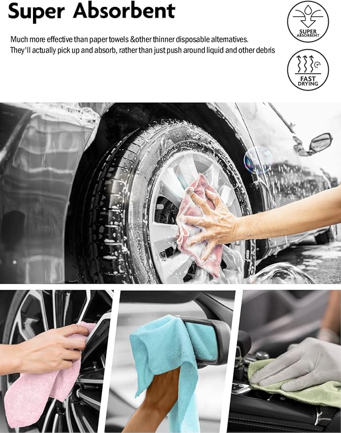 Fantasticlean Microfiber Cleaning Cloth Roll -40 Pack, Tear Away Microfiber Towels, 12" x 12", Reusable, Washable, Scratch Free, Ultra Absorbent Dish Rags for Car, Home, Garage or Shop (Blue)-DeskLoop Office