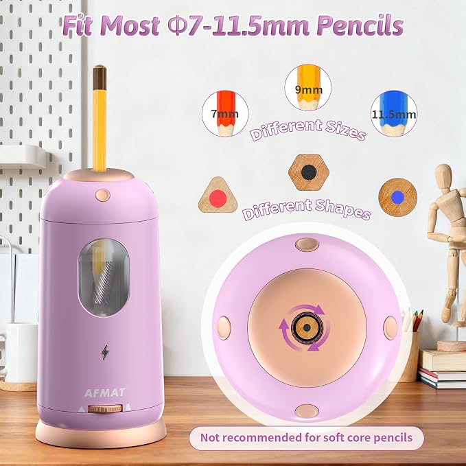 AFMAT Electric Pencil Sharpener, Auto in & Out, Fully Automatic Pencil Sharpener - Image 3