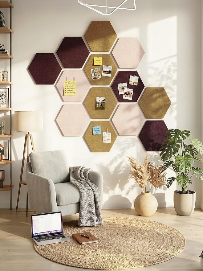 8 Pack Hexagon Felt Bulletin Board Tiles - Image 6