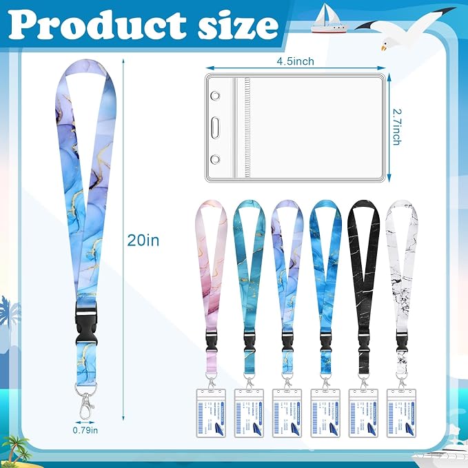 HONSIO 6 Pack Cruise Lanyard for Ship Cards Detachable Marble Lanyards - Image 2