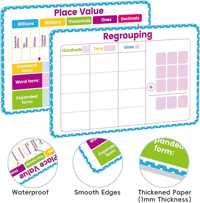 10 Packs Place Value Dry Erase Boards, Double Sided Math Manipulatives - Image 4