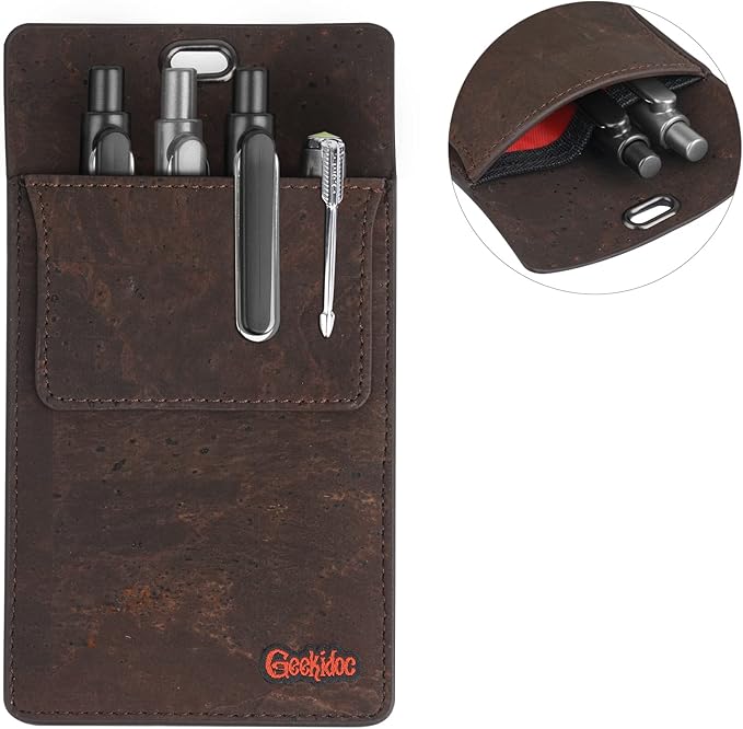 Premium Portuguese Cork Pocket Protector for Men | Multi-Use Pocket Protectors for Shirts and Lab Coats | For Pen, Pencils, Pointers, and More | 2 Pack of Brown Pocket Organizer Protectors-DeskLoop Office