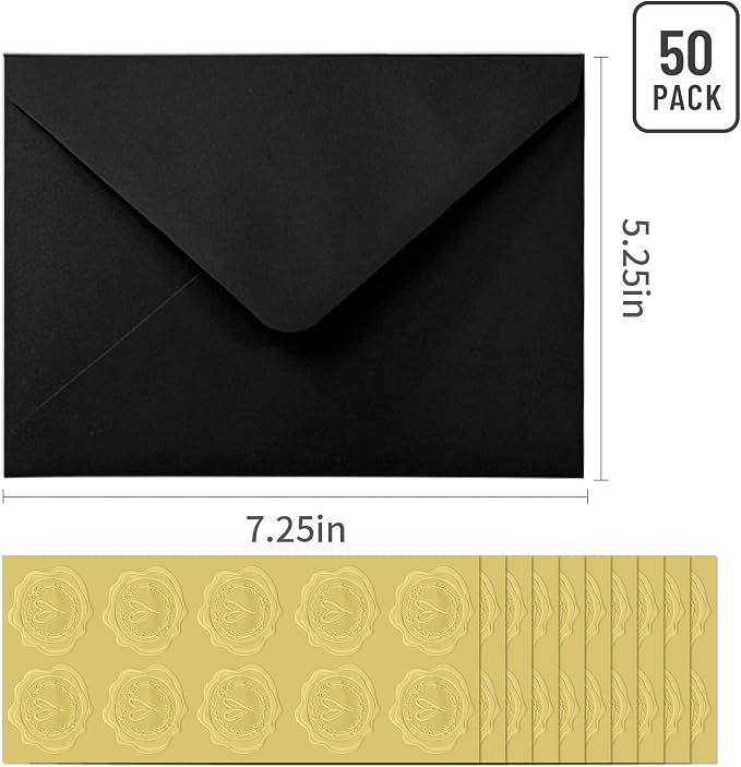 50 PCS Black Colorful A7 Envelopes - Image 2