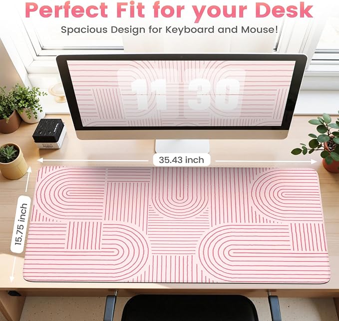 iCasso Pink Desk Matt for Desktop, Cute Desk Pad Mat, Large Mouse Pad, - Image 2