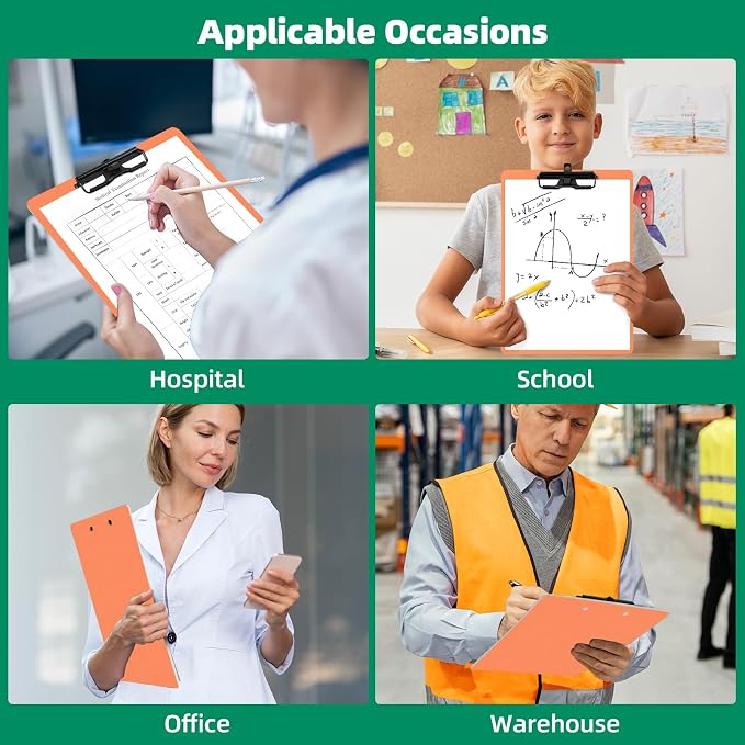 FRETONBA Orange Clipboard with Pen Holder, 2 Pack Plastic Clipboard with Low - Image 5