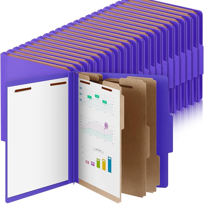 Skyygemm 48 Pcs Classification Folders Letter Size, 3 Divider Pressboard File by Skyygemm