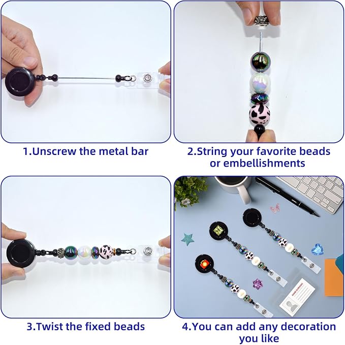 30pcs Black Beadable Badge Reels Making Kits - Image 6
