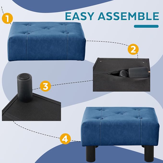 Small Foot Stool Ottoman, Faux Leather Footstool Ottoman Foot Rest - Image 5