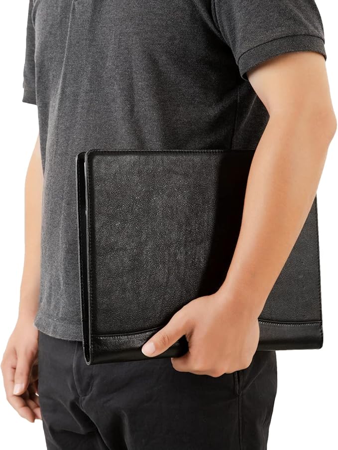 Leather Portfolio for Men, Leather Clipboard Engraved Padfolio, Personalized Leather Binder Leather Legal Pad Portfolio Christmas Gift for His/Her (Clipboard, Shiny Black-Standard)