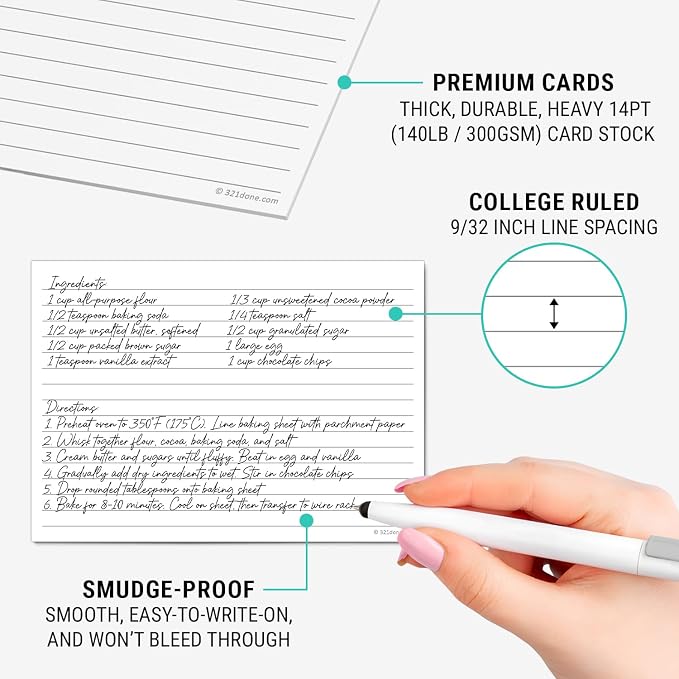 321Done Ruled Note Cards, 5x7 Thick Index Cards - Image 3