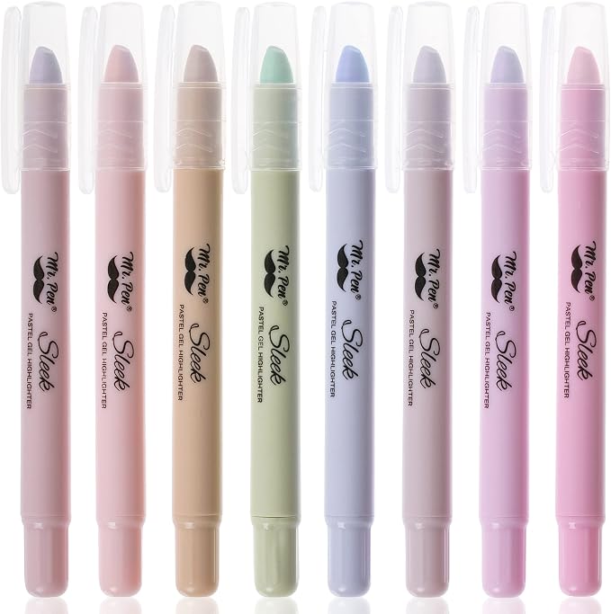 Mr. Pen- No Bleed Gel Highlighters, Morandi Colors, 8 Pack | Bible Highlighters by MrPen