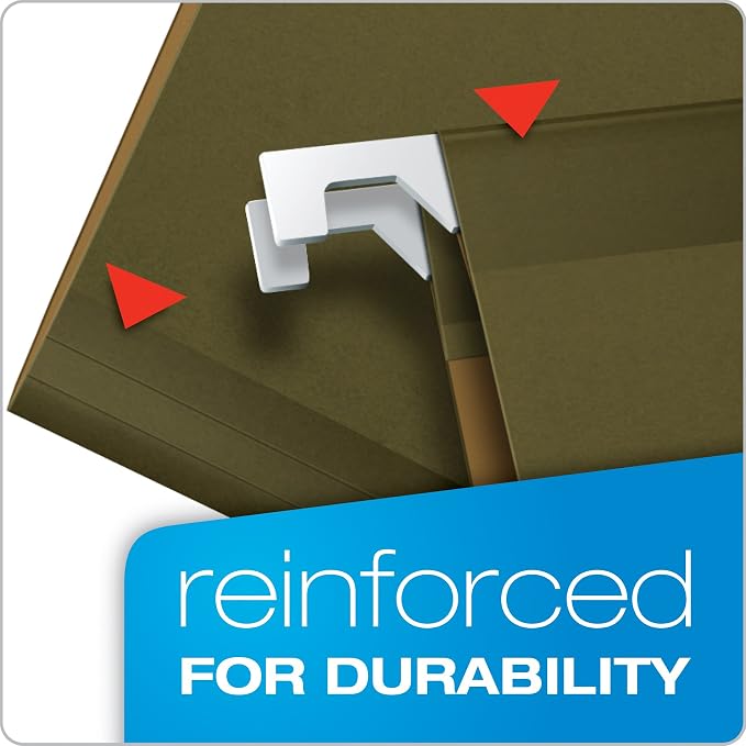 Pendaflex Reinforced Hanging Folders, Letter Size, Standard Green, 1/5 Cut - Image 2