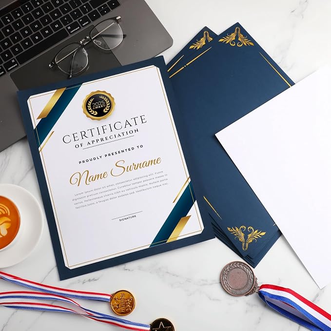Fainne 70 Pcs Certificate Holder Foil Border Bulk 8.5 x 11 Inch Single Sided - Image 6