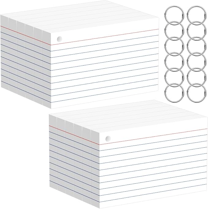 Index Cards 3x5 Inches, Punched Lined Study Card Ruled Flashcards Notecards by Glyanlee