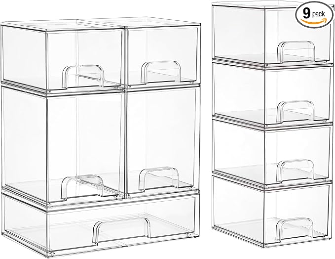 Vtopmart Stackable Storage Drawers Set of 9, Beauty Supplies Storage, Pantry by Vtopmart
