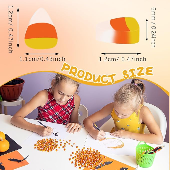 JUNEBRUSHS 150 Pcs Halloween Mini Erasers, Fake Candy Corn Erasers Bulk | Soft - Image 2
