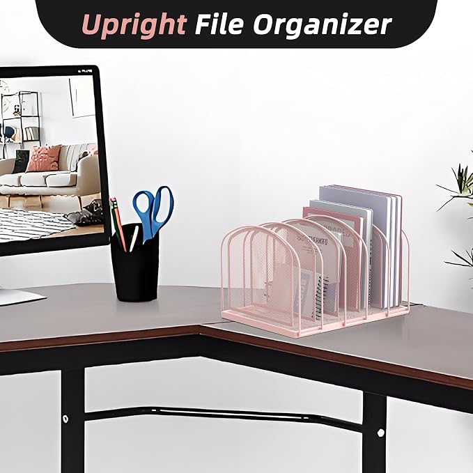 SUPEASY File Organizer for Desk, 5-Section Mesh Desk Organizer, Vertical File - Image 5