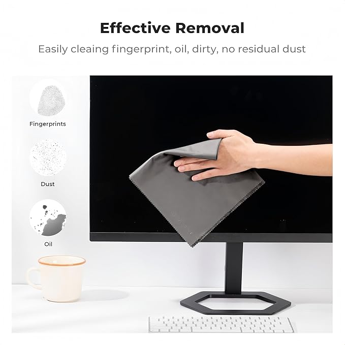 4 Pack 16''x16'' Extra Large Microfiber Cleaning Cloths, K&F Concept Oversized Microfiber Cloths for TV Screen, Electronics, Laptops, Telescope, Computers, Eyeglasses, Gray-DeskLoop Office